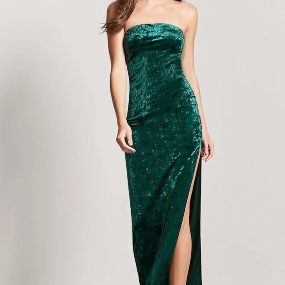 Forever 21 | Dresses | Strapless Velvet Green Forever 2 Formal Dress |  Poshmark